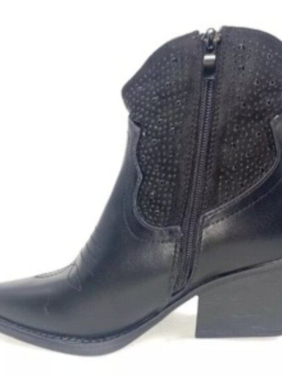 TOP Moda Shoes - TOP MODA Elk-66 Women's Western Zipper Ankle Heel Bootie Black Size 6